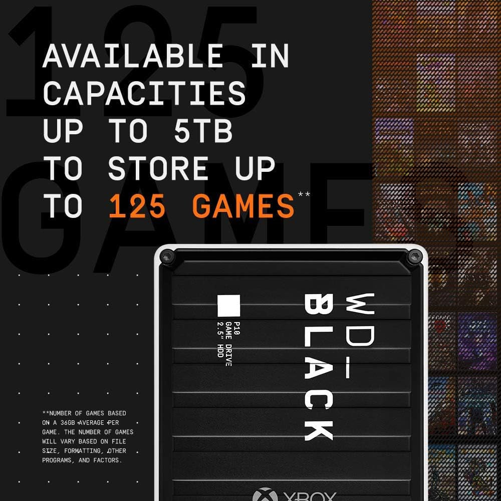 _BLACK 4TB P10 Game Drive for Xbox - 1-Month Xbox Game Pass, Portable External Hard Drive for On-The-Go Access to Your Xbox Game Library - BA5G0040BBK-WESN
